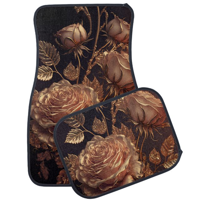 Roses with gold details beautiful car floor mat (Set)