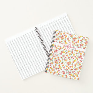 Roses with Monogram and Name Girls Notebook