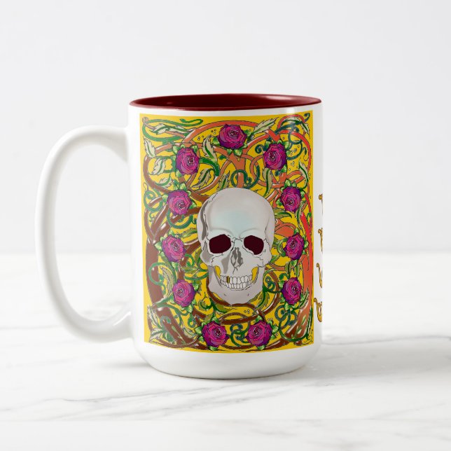 Roses with Skull Two-Tone Coffee Mug (Left)