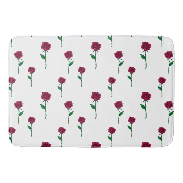 Roses with stem romantic Valentine's Day design Bath Mat (Front)