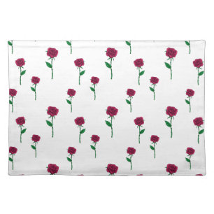 Roses with stem romantic Valentine's Day design Cloth Placemat