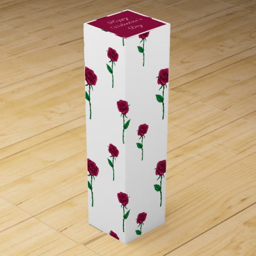 Roses with stem romantic Valentines Day design Wine Box