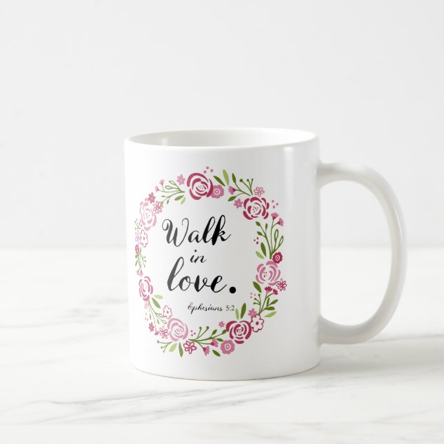Roses Wreath Walk in Love Floral Coffee Mug (Right)