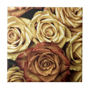 Roses yellow and red ceramic tile