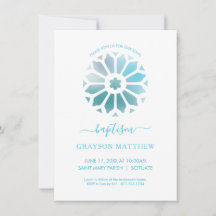 Rosette, Blue Baptism Invitation