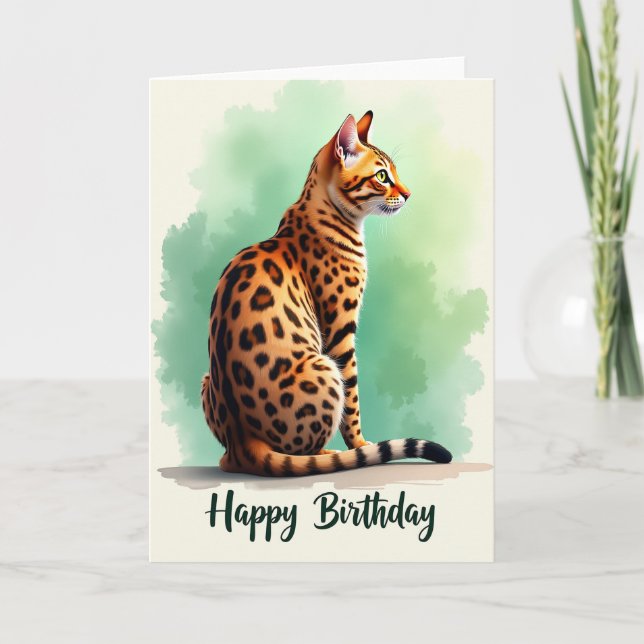 Rosette Cat Birthday Card (Front)