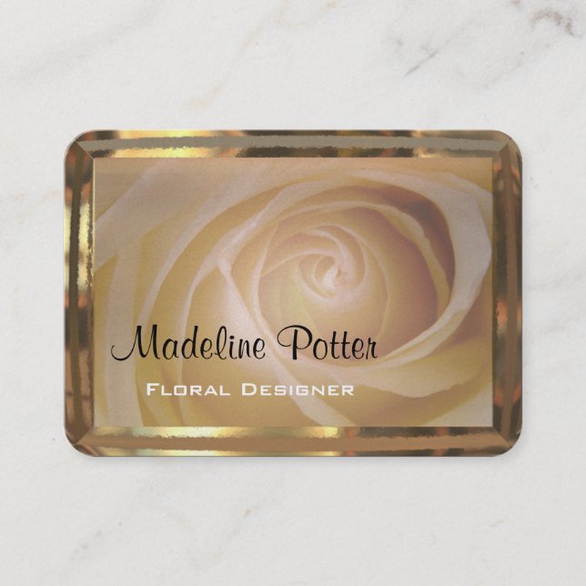 Rosette Elegant Floral Professional Gold Business Card (Front)