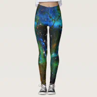 Blue and Purple Galaxy Neon Yoga Leggings