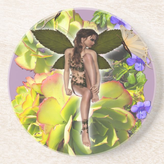Rosette Succulent visitors Drink Coaster (Front)