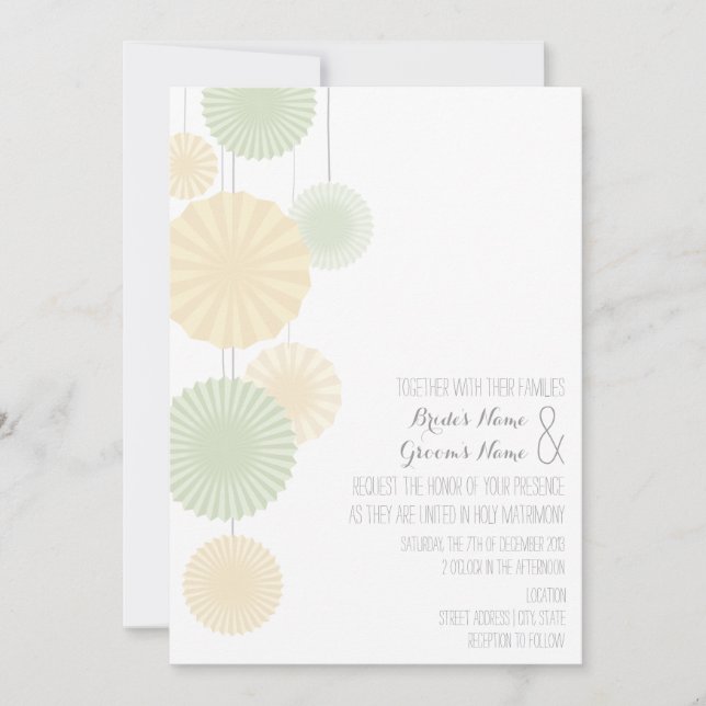 Rosettes Wedding Invitation _ Mint (Front)