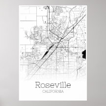 Roseville Map - California - City Map Poster