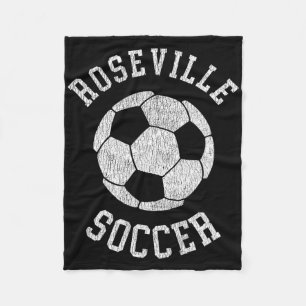 Roseville Soccer Retro Distressed 90's Vintage Fleece Blanket