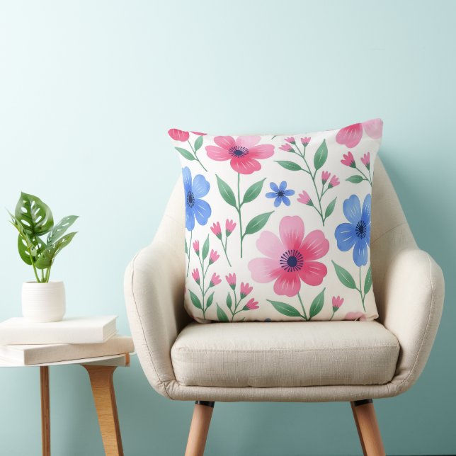  Rosewater Bloom Delight Throw Pillow (Chair)