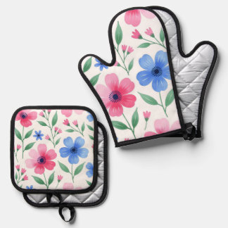 Rosewater Bloom Oven Mitt & Pot Holder Set