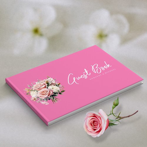Rosewater Dreams Modern Pink Wedding Guest Book