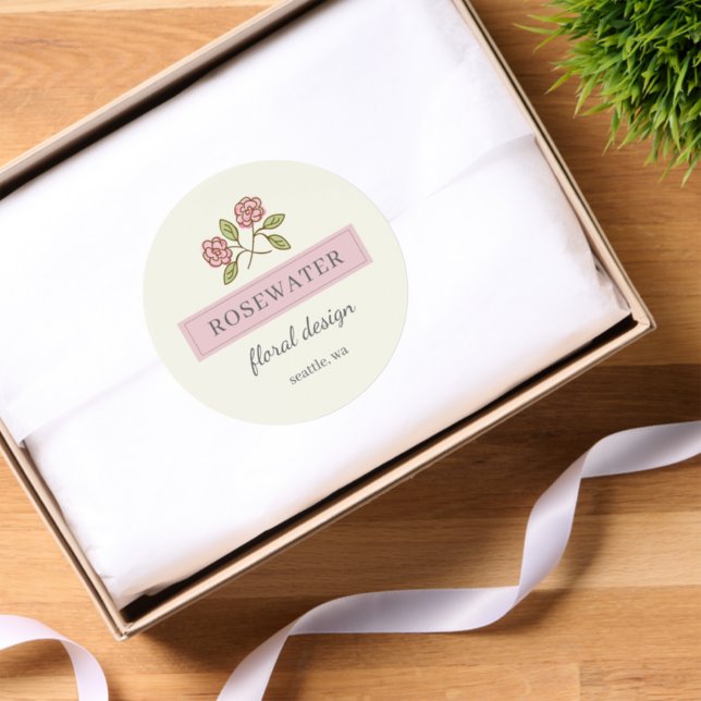 Rosewater Small Business Classic Round Sticker (Tissue Paper)