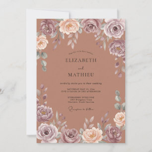 Rosewood Botanical Watercolor Wedding Invitation