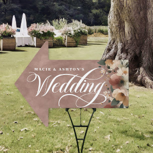 Rosewood Cottagecore Floral Wedding This Way Arrow Sign