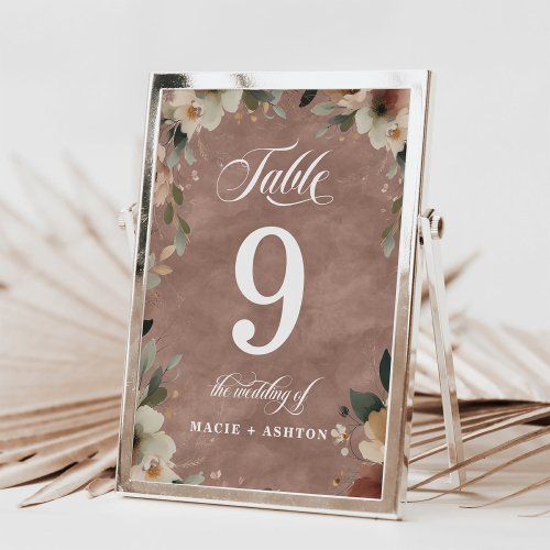 Rosewood Cottagecore Wedding Reception Dinner Table Number