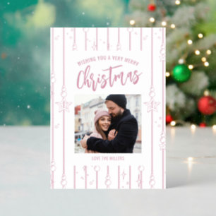 Rosewood Hanging Ornaments Family Christmas Photo Letterpress Photo Cards