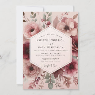 Rosewood Painterly Flora Wedding Invitation