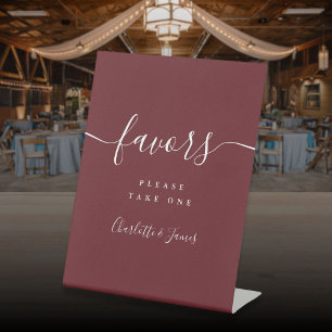 Rosewood Pink Elegant Modern Wedding Favors Table Pedestal Sign