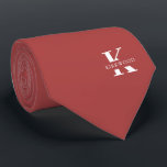 Rosewood Pink Elegant Monogram   Name |Two-Sided Neck Tie<br><div class="desc">An elegant necktie featuring a bold white monogram across a Rosewood Pink background. On top of this monogram sits your first or last name spelled out in all capitals. Over 40 unique colors are available in both one-sided and two-sided versions. You can browse them by clicking the collection link. If...</div>
