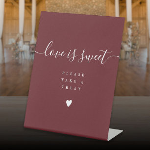 Rosewood Pink Love Is Sweet Take A Treat Favor  Pedestal Sign
