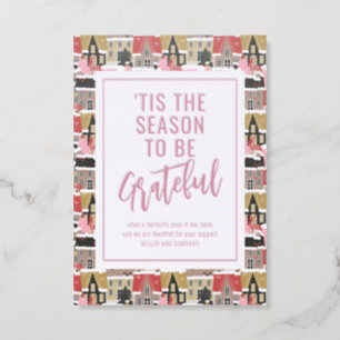 Rosewood Realtor Winter Village Christmas Letterpress Photo Cards