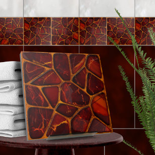 Rosewood red agate stones mosaic ceramic tile