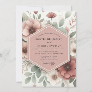 Rosewood Sage Bloom Wedding Invitation