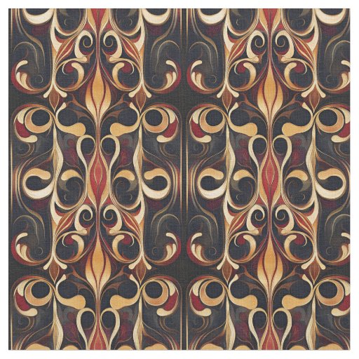 Rosewood Scroll Art Nouveau Fabric