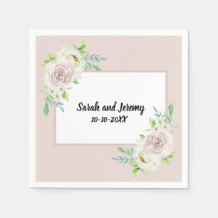 Rosewood Soft Mauve Floral Watercolor Rose Wedding Napkins