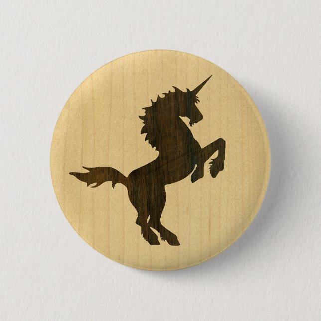 Rosewood Unicorn Pinback Button (Front)