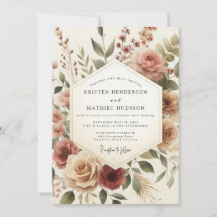 Rosewood Vintage Floral Wedding Invitation