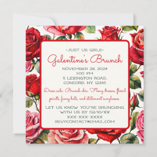 Rosey Galentine's Day Ladies Brunch Invitation