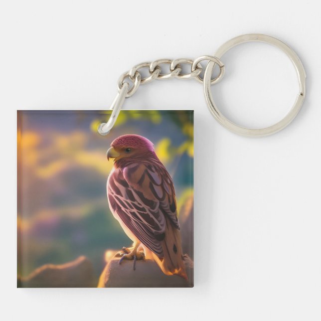 Rosey Pink Parakeet Keychain (Back)