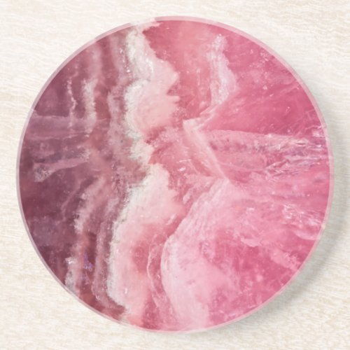 Rosey Rose Quartz Crystal Sandstone Coaster