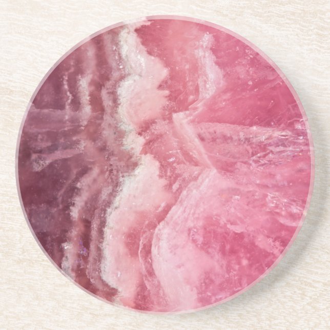 Rosey Rose Quartz Crystal Sandstone Coaster (Front)