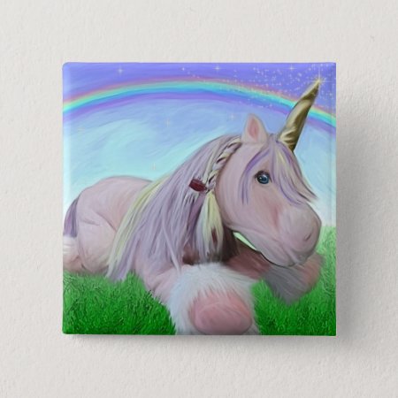 Rosey The Unicorn Pinback Button