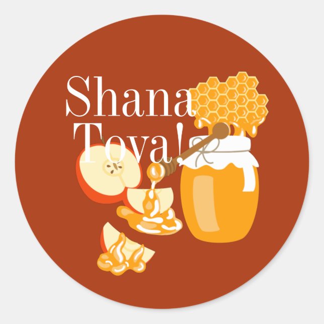 Rosh Hashana Apples and Honey Classic Round Sticker (Front)