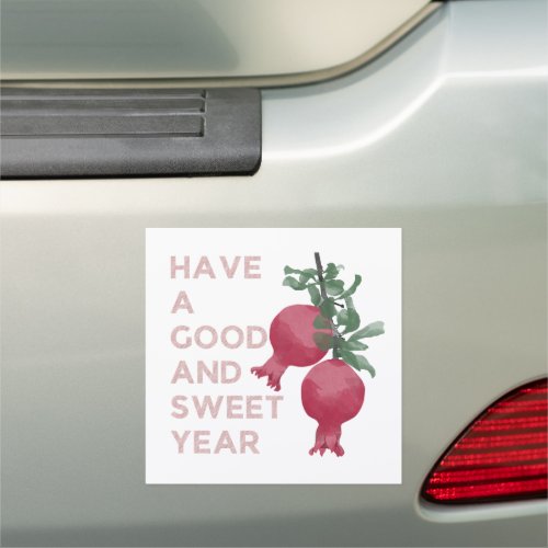 Rosh Hashana Jewish New Year Wishes w Pomegranate Car Magnet