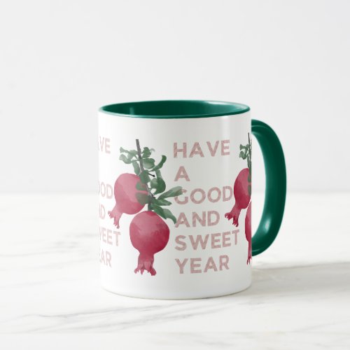 Rosh Hashana Jewish New Year Wishes w Pomegranate Mug