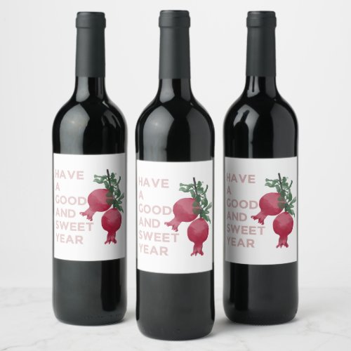Rosh Hashana Jewish New Year Wishes w Pomegranate Wine Label