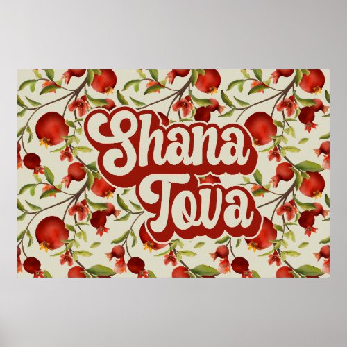 Rosh Hashana Pomegranates Wishes Shana Tova Poster