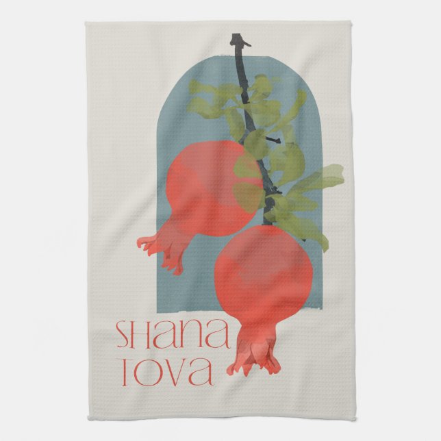 Rosh Hashana Shana Tova Pomegranates  Kitchen Towel (Vertical)