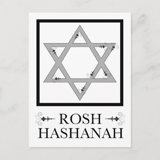 rosh hashana star of david elegant flourish postcard (Front)