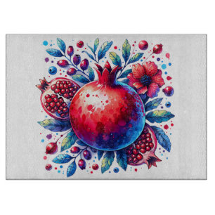 Rosh Hashana Water color Pomegranate Cutting Board