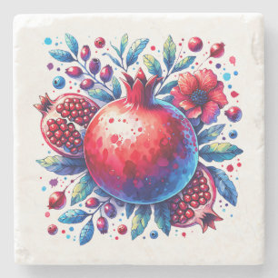 Rosh Hashana Water color Pomegranate Stone Coaster
