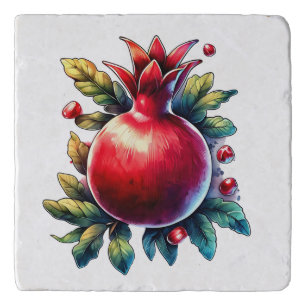 Rosh Hashana Water color Red Pomegranate Trivet